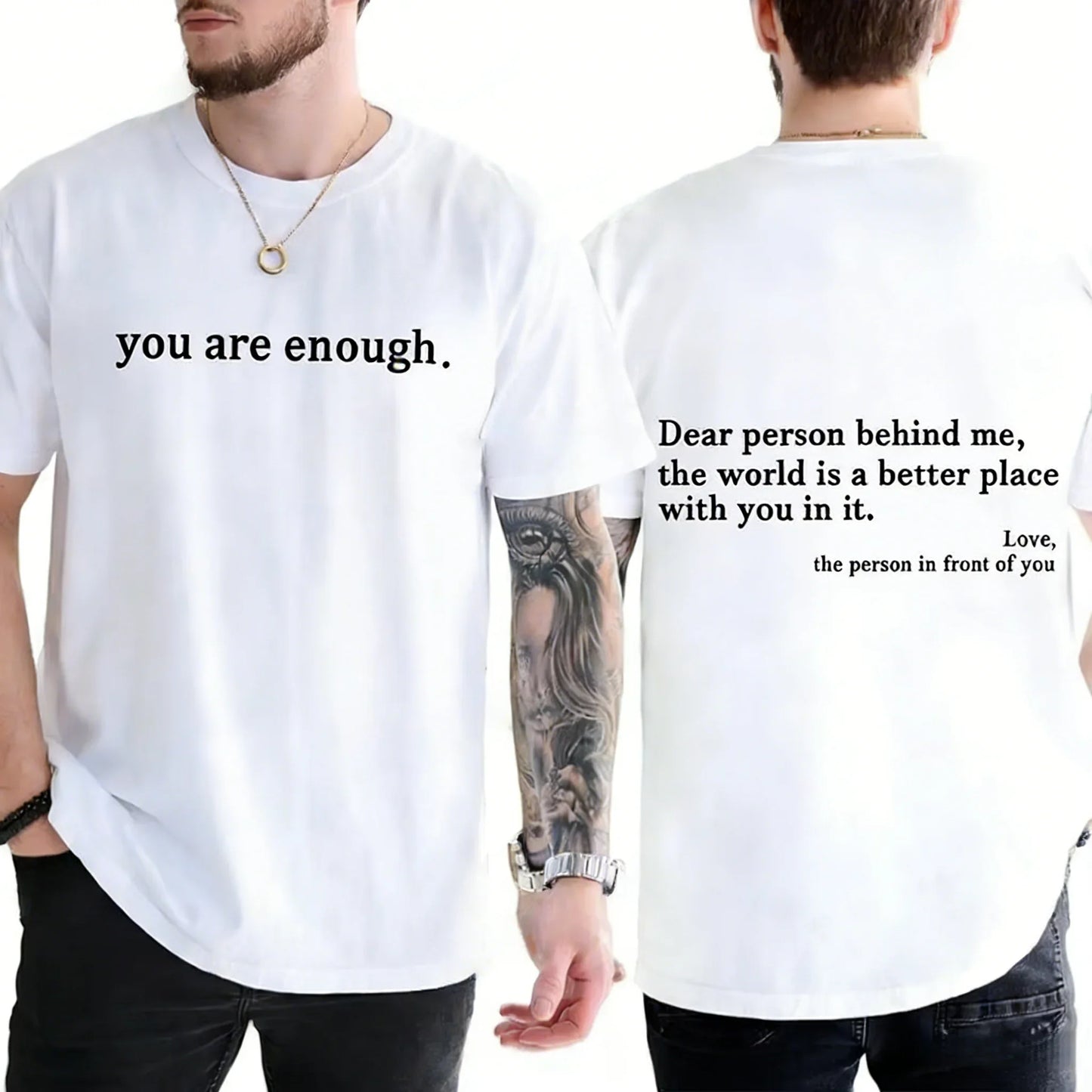 "You Are Enough" Slogan Print T-Shirt — Unisex Hip Hop Casual Tee