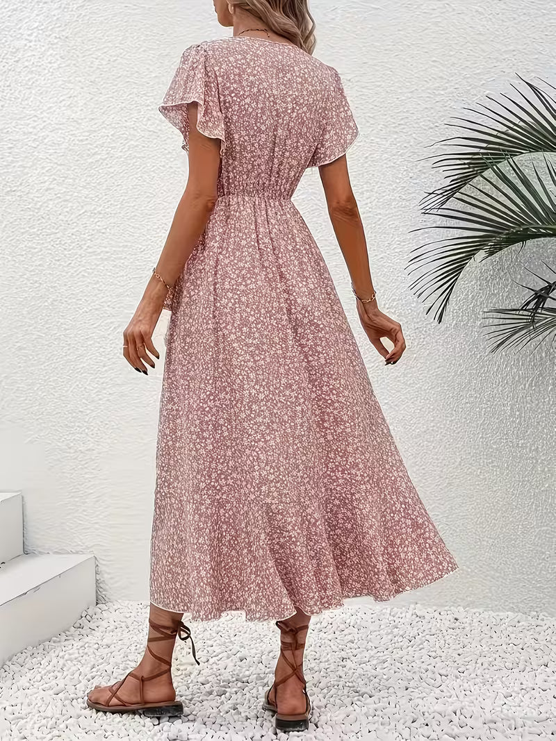 Robe Fluide à Nouer - Imprimé Floral Col V
