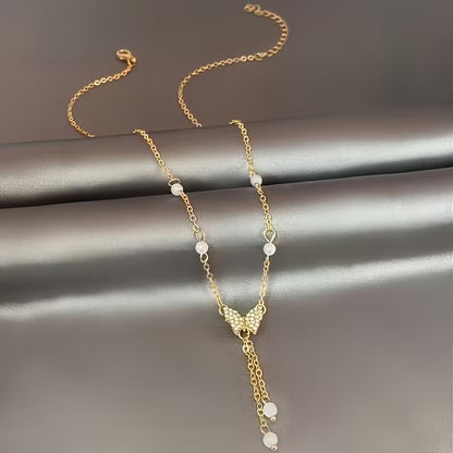 Collier Papillon Mosaïque Plaqué Or 14K