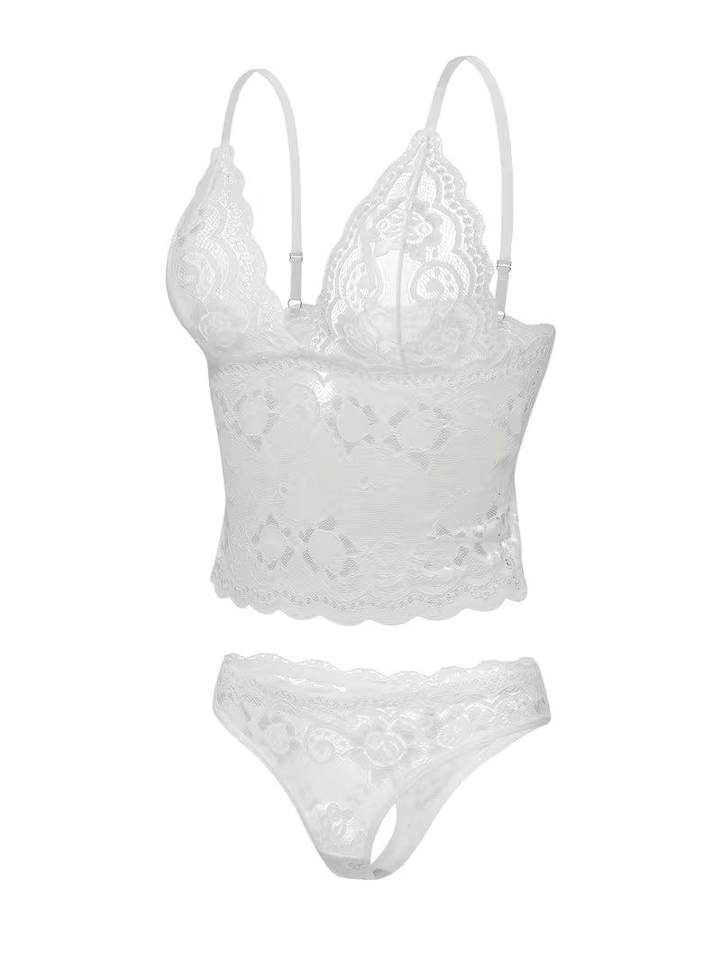 Ensemble de Lingerie Dentelle Noire – Soutien-gorge Push-up et Culotte Bikini