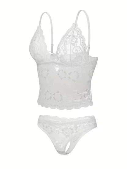 Ensemble de Lingerie Dentelle Noire – Soutien-gorge Push-up et Culotte Bikini