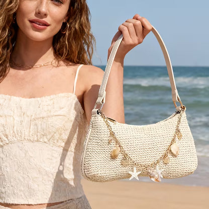 Sac à Bandoulière Tissé aux Coquillages