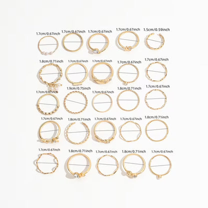 Parure de 25 Bagues Bohème – Strass et Motifs Marins