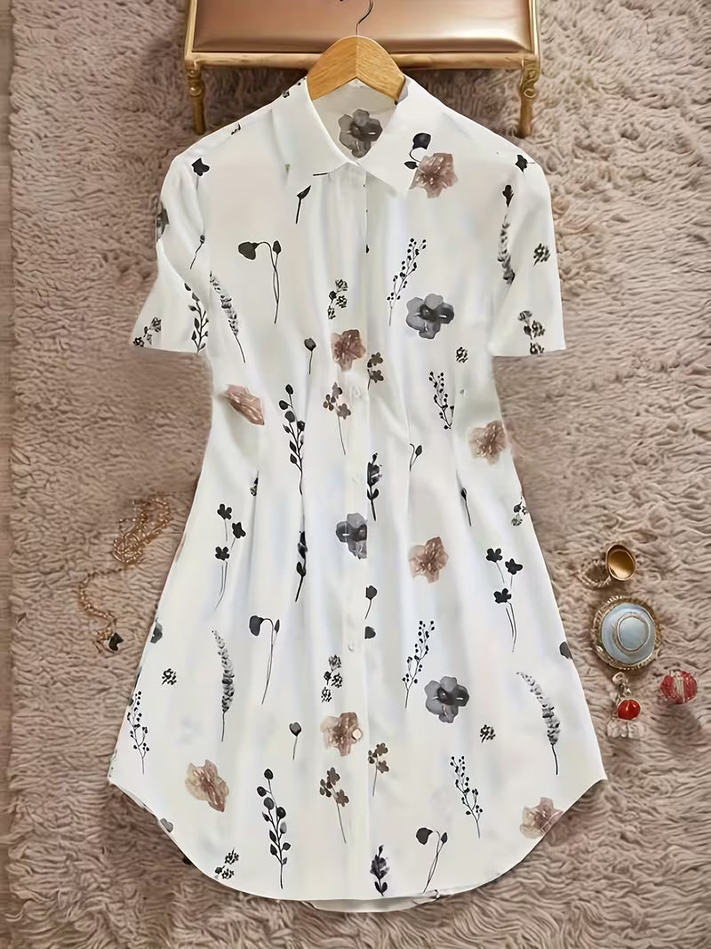 Robe Chemise Floral Chic - Manches Courtes