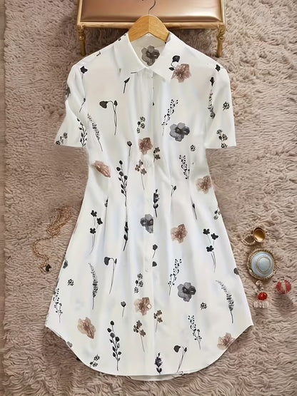 Robe Chemise Floral Chic - Manches Courtes