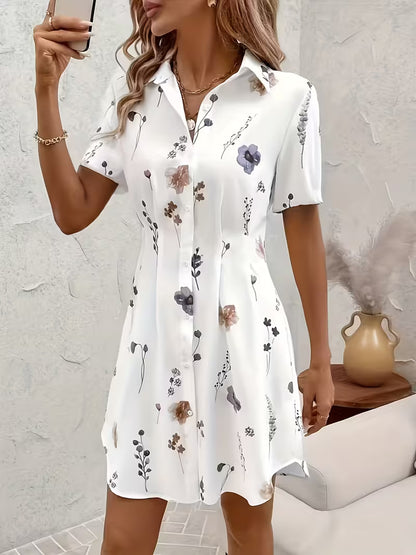 Robe Chemise Floral Chic - Manches Courtes