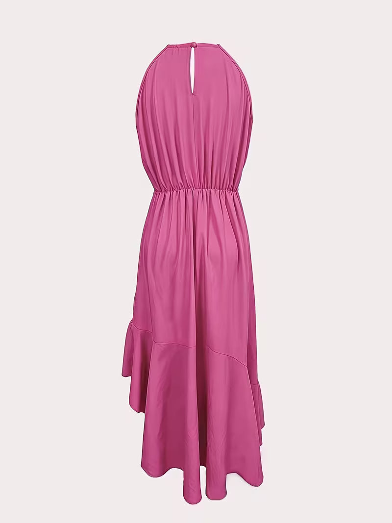 Robe élégante à volants et col licou, mode printemps-été