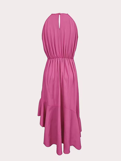 Robe élégante à volants et col licou, mode printemps-été
