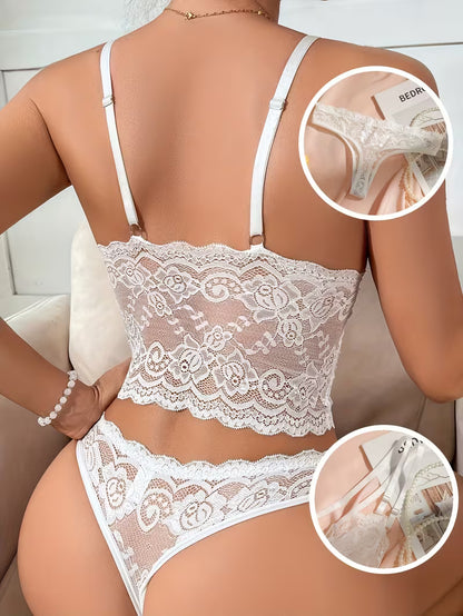 Ensemble de Lingerie Dentelle Noire – Soutien-gorge Push-up et Culotte Bikini