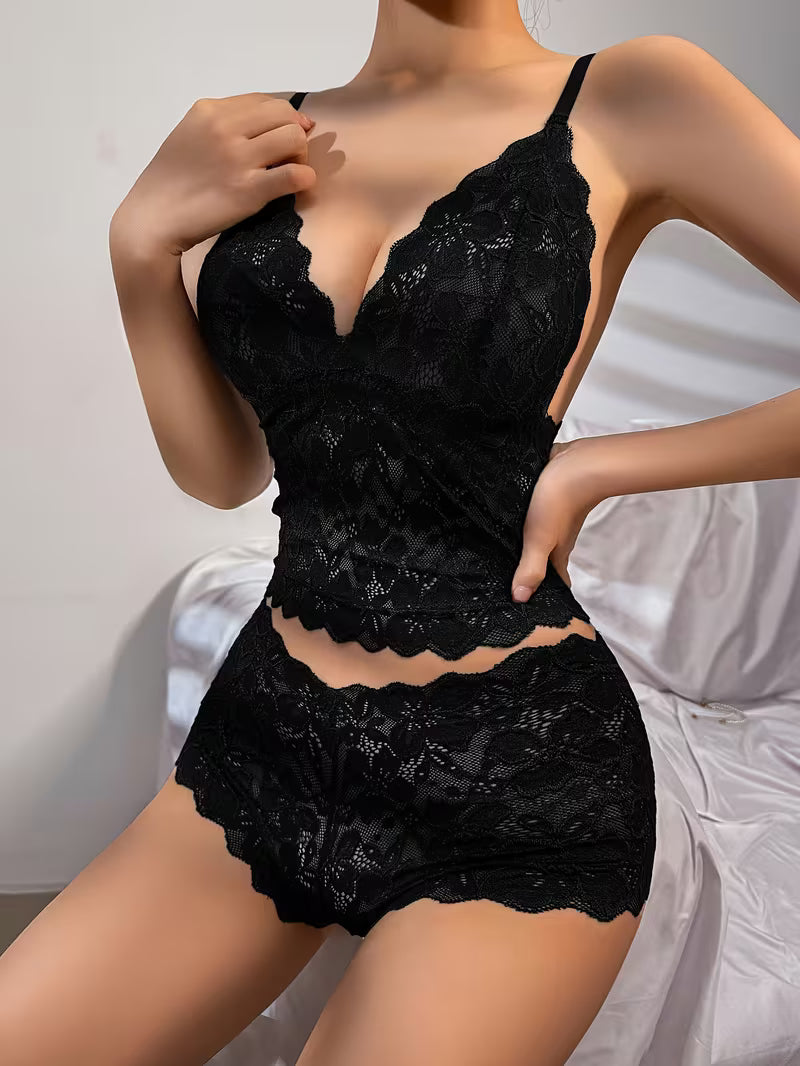 Ensemble Lingerie Dentelle Noire – Soutien-gorge Profond &amp; Culotte Assortie