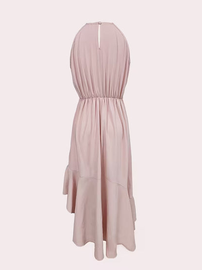 Robe élégante à volants et col licou, mode printemps-été