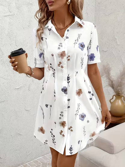 Robe Chemise Floral Chic - Manches Courtes