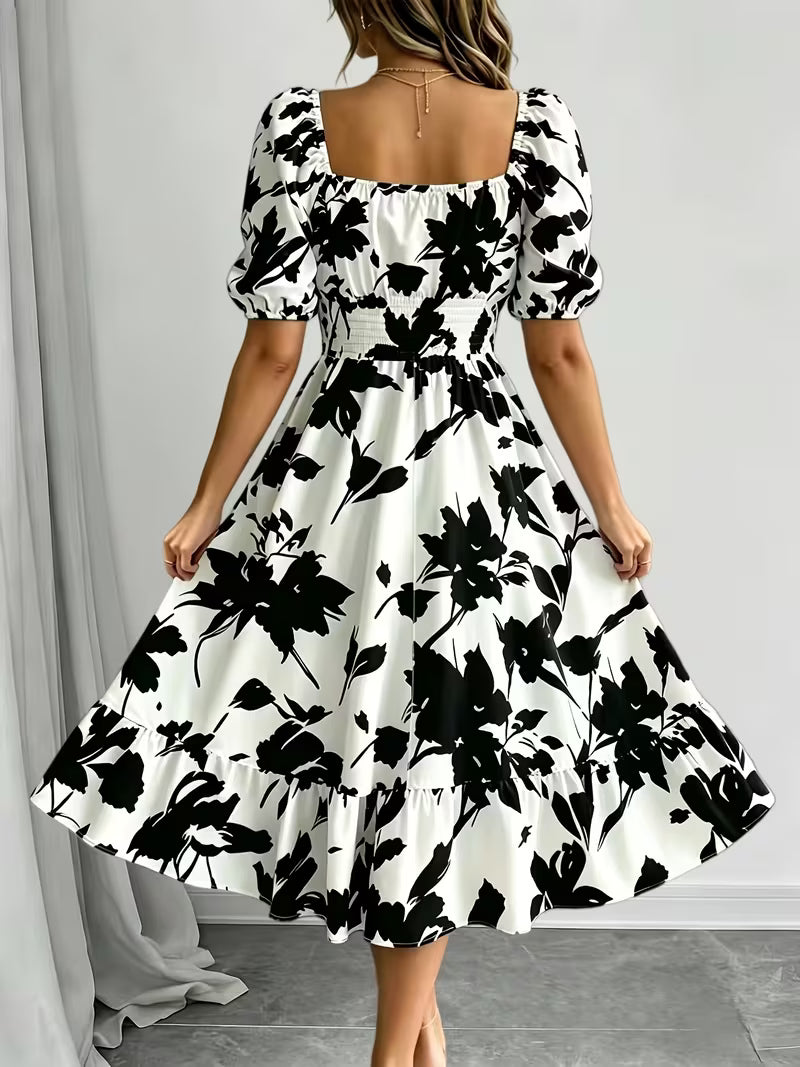 Robe d'Été Épaules Dénudées - Imprimé Tendance