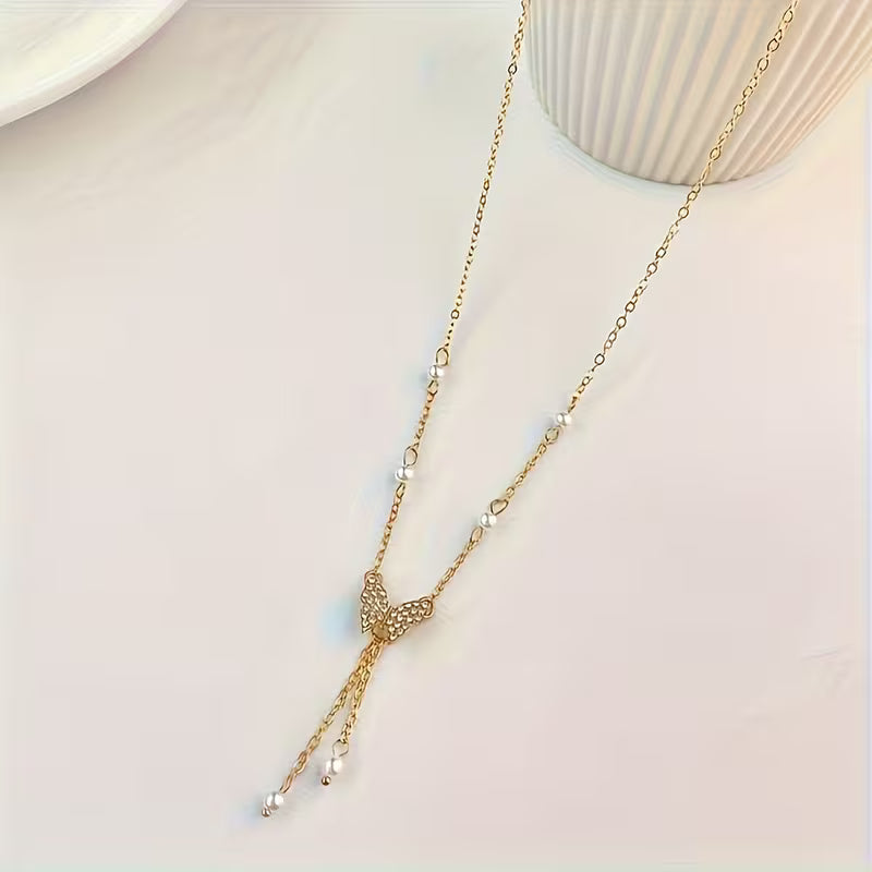 Collier Papillon Mosaïque Plaqué Or 14K