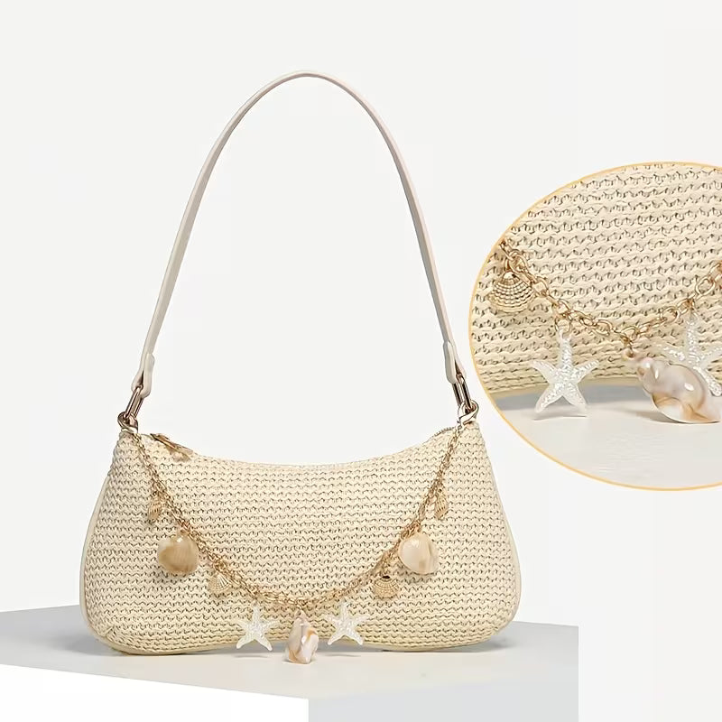 Sac à Bandoulière Tissé aux Coquillages
