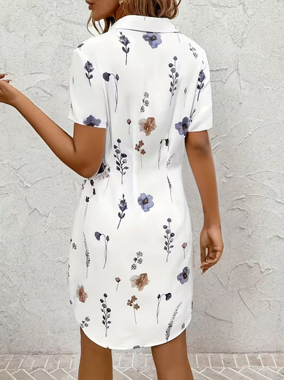 Robe Chemise Floral Chic - Manches Courtes