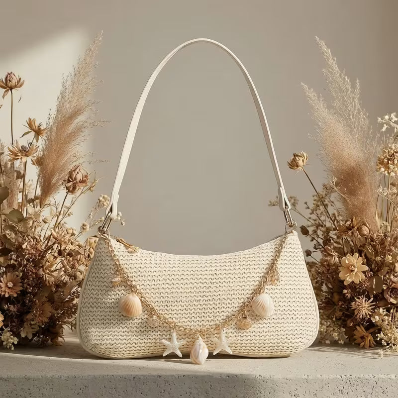 Sac à Bandoulière Tissé aux Coquillages