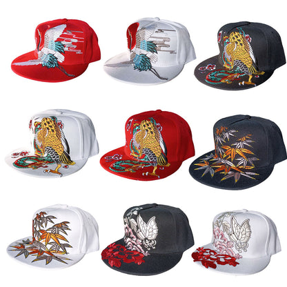 Embroidered Flat Top Baseball Cap | Hip Hop Street Style for Men & Women