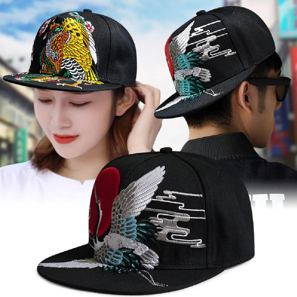 Embroidered Flat Top Baseball Cap | Hip Hop Street Style for Men & Women