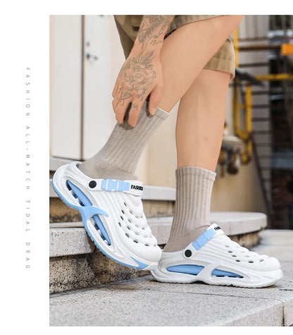 Men's Summer Outdoor Sports Toe-Toe Slippers, Thick-Soled Sandals for Wading in the Water and Beach
