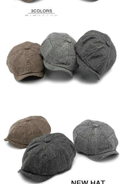 HT4341 Beret Cap Spring Autumn Caps for Men Women Vintage Plaid Octagonal Cap Hat Female Retro Artist Painter Male Beret Hats
