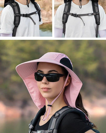 Breathable Wide Brim Fisherman Sun Hat — Outdoor Shawl Cap for Men & Women