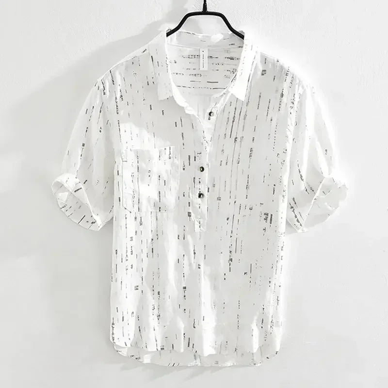Men's Loose Printed Short-Sleeve Shirt — Lightweight Casual Summer Top