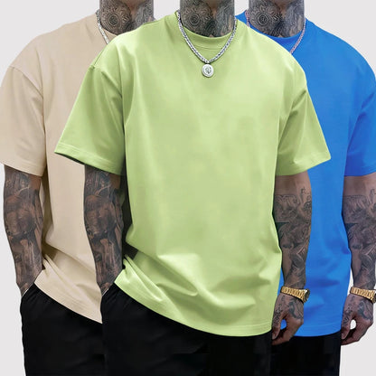 Men's 100% Cotton Solid Colour T-Shirt — Breathable Casual Beach Tee