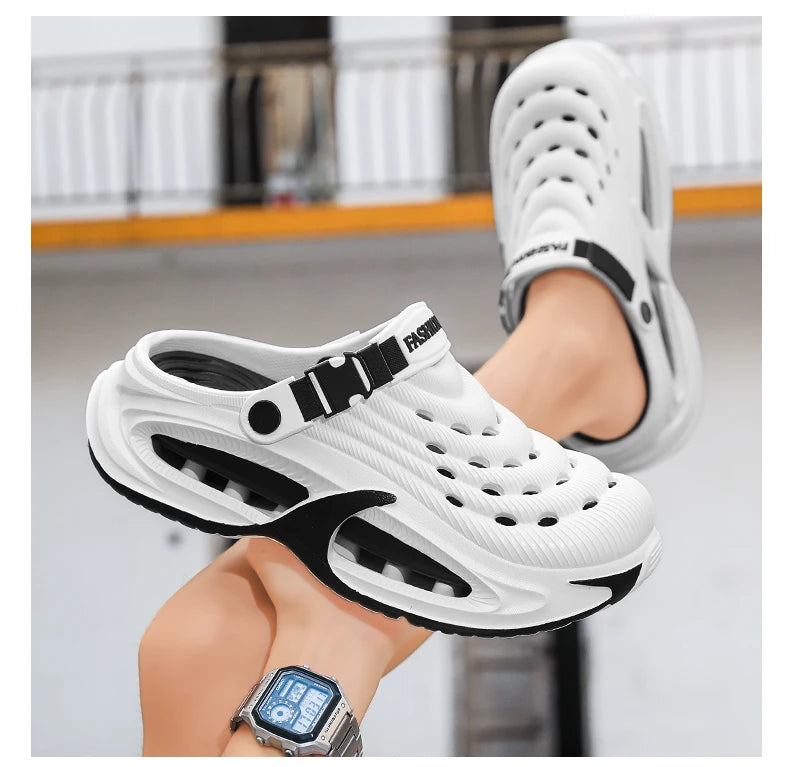 Men's Summer Outdoor Sports Toe-Toe Slippers, Thick-Soled Sandals for Wading in the Water and Beach