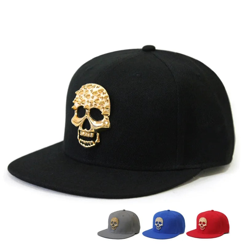 Hip Hop Skull Rivet Snapback Flat Cap — Men & Women