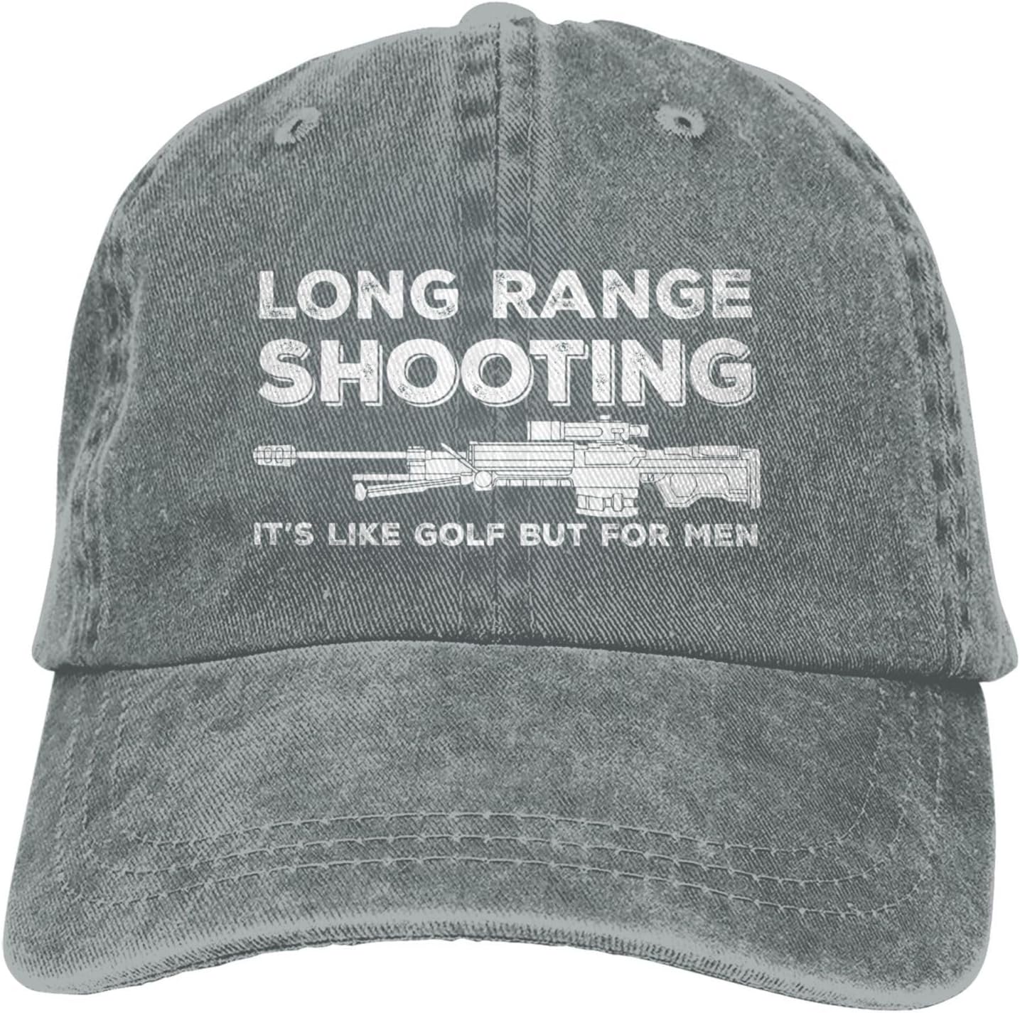Funny Shooting Slogan Dad Hat — Washed Denim Baseball Cap for Men & Women