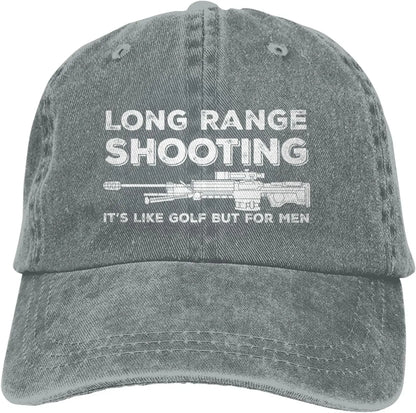 Funny Shooting Slogan Dad Hat — Washed Denim Baseball Cap for Men & Women