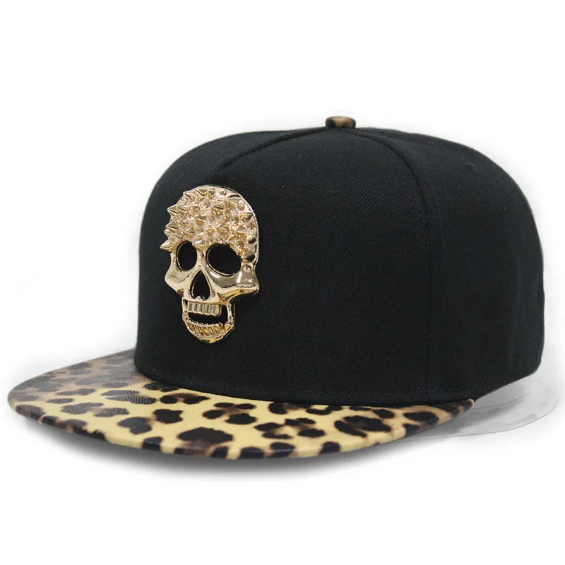 Hip Hop Skull Rivet Snapback Flat Cap — Men & Women