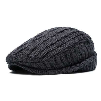 Knitted Cotton Beret Cap — Warm & Versatile for Men & Women