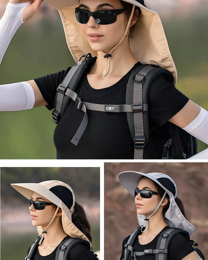 Breathable Wide Brim Fisherman Sun Hat — Outdoor Shawl Cap for Men & Women