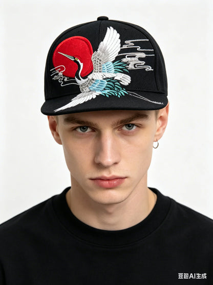 Embroidered Flat Top Baseball Cap | Hip Hop Street Style for Men & Women