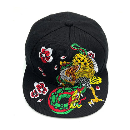 Embroidered Flat Top Baseball Cap | Hip Hop Street Style for Men & Women
