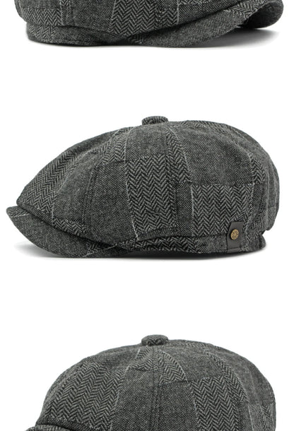 HT4341 Beret Cap Spring Autumn Caps for Men Women Vintage Plaid Octagonal Cap Hat Female Retro Artist Painter Male Beret Hats