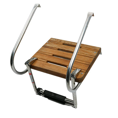 Teak Telescopic Boat Swimming Platform with Ladder