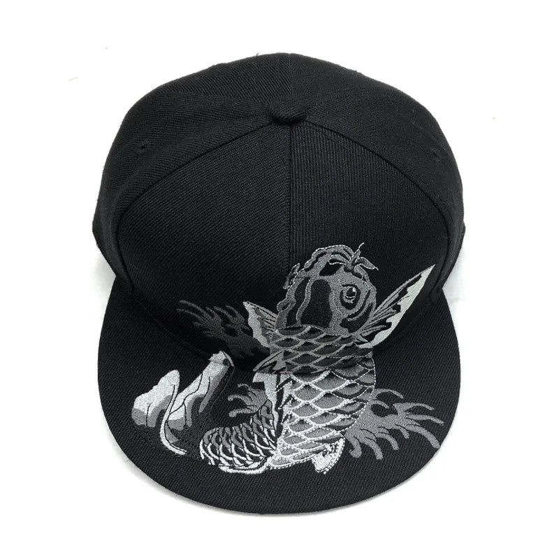 Embroidered Flat Top Baseball Cap | Hip Hop Street Style for Men & Women