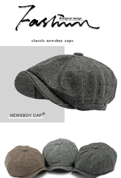 HT4341 Beret Cap Spring Autumn Caps for Men Women Vintage Plaid Octagonal Cap Hat Female Retro Artist Painter Male Beret Hats