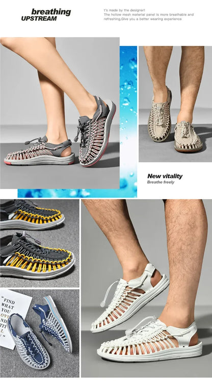 Handwoven Flat Beach Sandals — Breathable Casual Outdoor Sandals for Men & Women