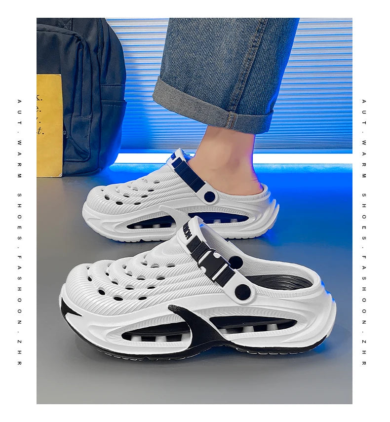 Men's Summer Outdoor Sports Toe-Toe Slippers, Thick-Soled Sandals for Wading in the Water and Beach