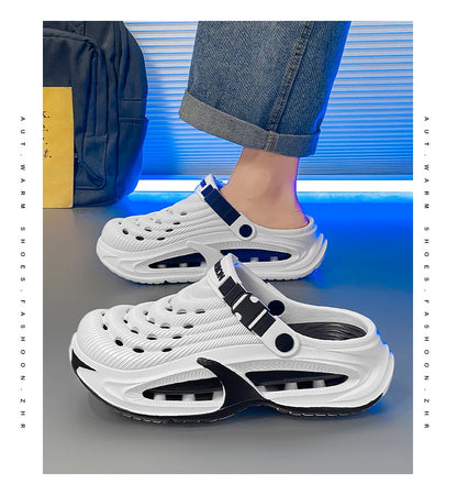 Men's Summer Outdoor Sports Toe-Toe Slippers, Thick-Soled Sandals for Wading in the Water and Beach