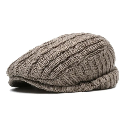 Knitted Cotton Beret Cap — Warm & Versatile for Men & Women