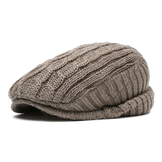 Knitted Cotton Beret Cap — Warm & Versatile for Men & Women