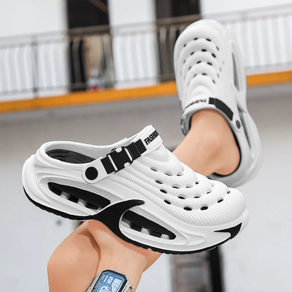 Men's Summer Outdoor Sports Toe-Toe Slippers, Thick-Soled Sandals for Wading in the Water and Beach