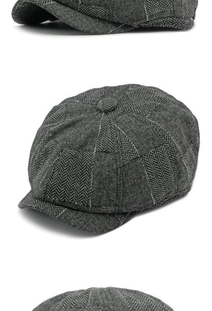HT4341 Beret Cap Spring Autumn Caps for Men Women Vintage Plaid Octagonal Cap Hat Female Retro Artist Painter Male Beret Hats