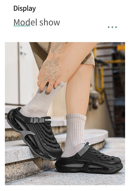 Men's Summer Outdoor Sports Toe-Toe Slippers, Thick-Soled Sandals for Wading in the Water and Beach