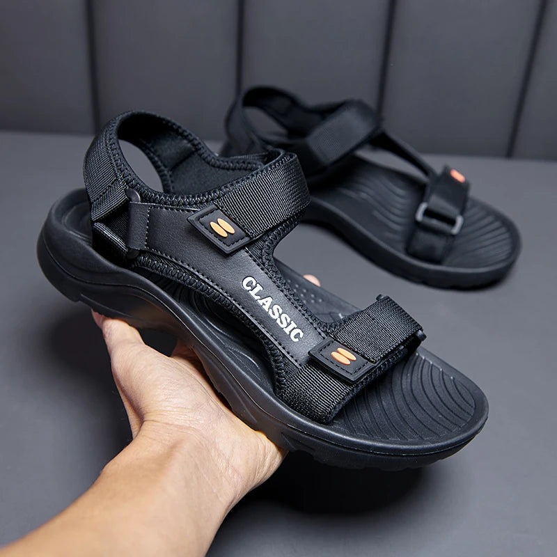 Men's Casual Beach Sandals – Retro Ankle-Wrap Summer Shoes